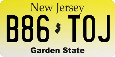 NJ license plate B86TOJ