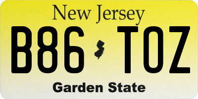 NJ license plate B86TOZ