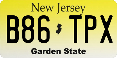NJ license plate B86TPX