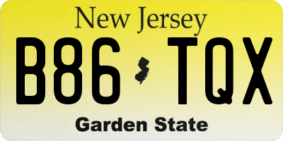 NJ license plate B86TQX