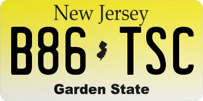 NJ license plate B86TSC