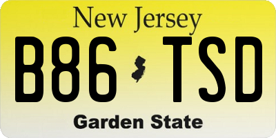 NJ license plate B86TSD