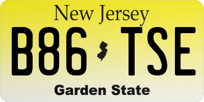NJ license plate B86TSE