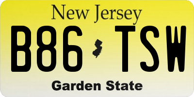 NJ license plate B86TSW