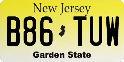 NJ license plate B86TUW