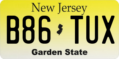NJ license plate B86TUX