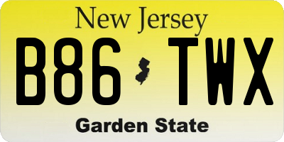 NJ license plate B86TWX