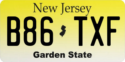 NJ license plate B86TXF