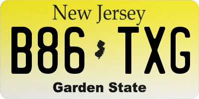 NJ license plate B86TXG
