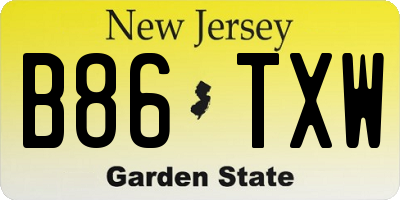 NJ license plate B86TXW