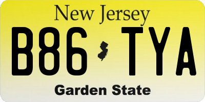 NJ license plate B86TYA