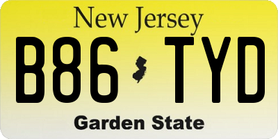 NJ license plate B86TYD