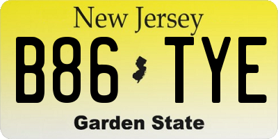 NJ license plate B86TYE
