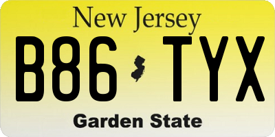 NJ license plate B86TYX