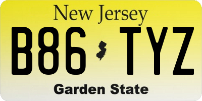 NJ license plate B86TYZ