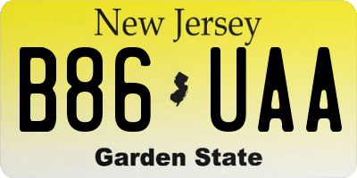 NJ license plate B86UAA