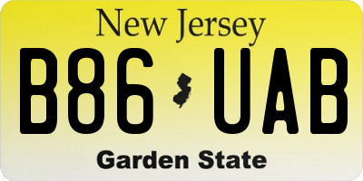 NJ license plate B86UAB