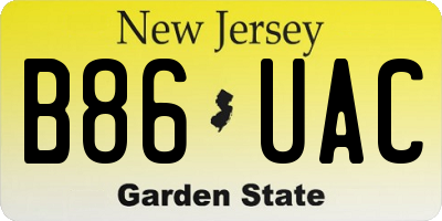 NJ license plate B86UAC