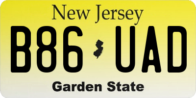 NJ license plate B86UAD