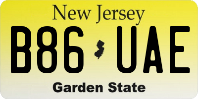 NJ license plate B86UAE