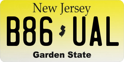 NJ license plate B86UAL
