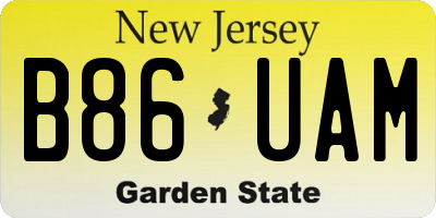 NJ license plate B86UAM