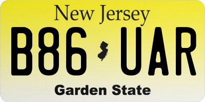 NJ license plate B86UAR