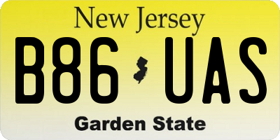 NJ license plate B86UAS