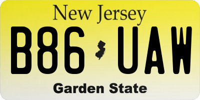 NJ license plate B86UAW