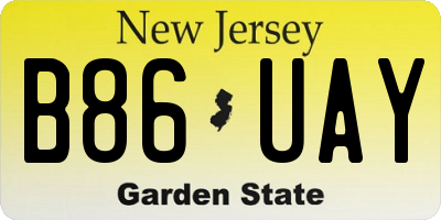 NJ license plate B86UAY