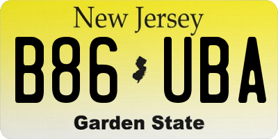 NJ license plate B86UBA