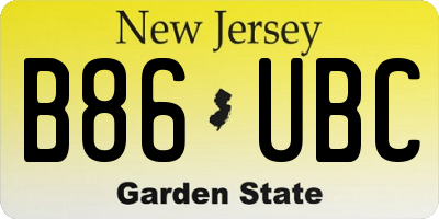 NJ license plate B86UBC