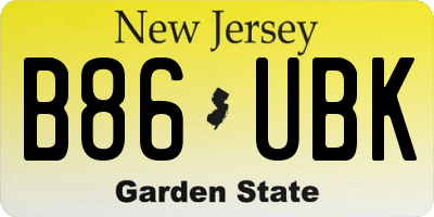 NJ license plate B86UBK