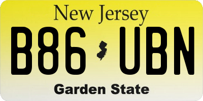 NJ license plate B86UBN