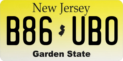 NJ license plate B86UBO