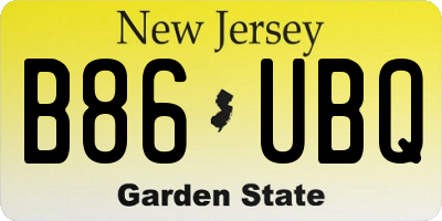 NJ license plate B86UBQ