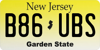 NJ license plate B86UBS