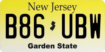 NJ license plate B86UBW