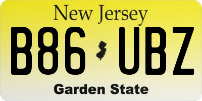 NJ license plate B86UBZ