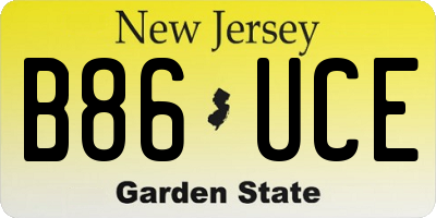 NJ license plate B86UCE