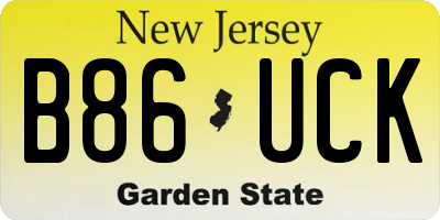 NJ license plate B86UCK