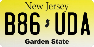 NJ license plate B86UDA