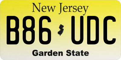 NJ license plate B86UDC