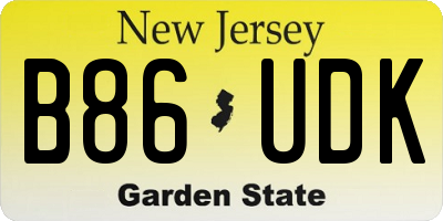 NJ license plate B86UDK