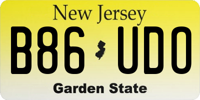 NJ license plate B86UDO