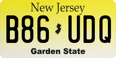 NJ license plate B86UDQ