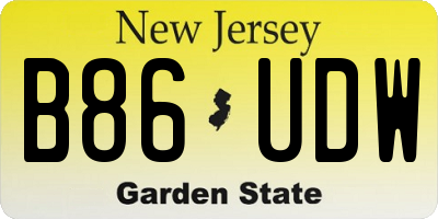 NJ license plate B86UDW