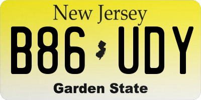 NJ license plate B86UDY