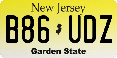 NJ license plate B86UDZ
