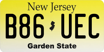 NJ license plate B86UEC